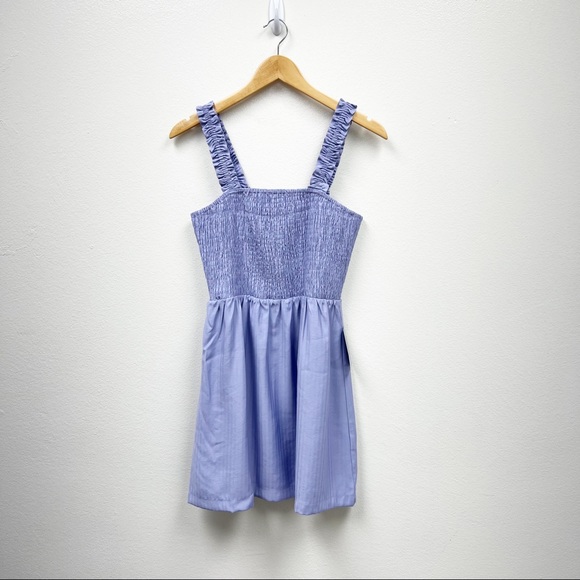 NSR Women’s Julia Sleeveless Smocked Ruffle Mini Dress Lavender Medium, NWT - Picture 2 of 7